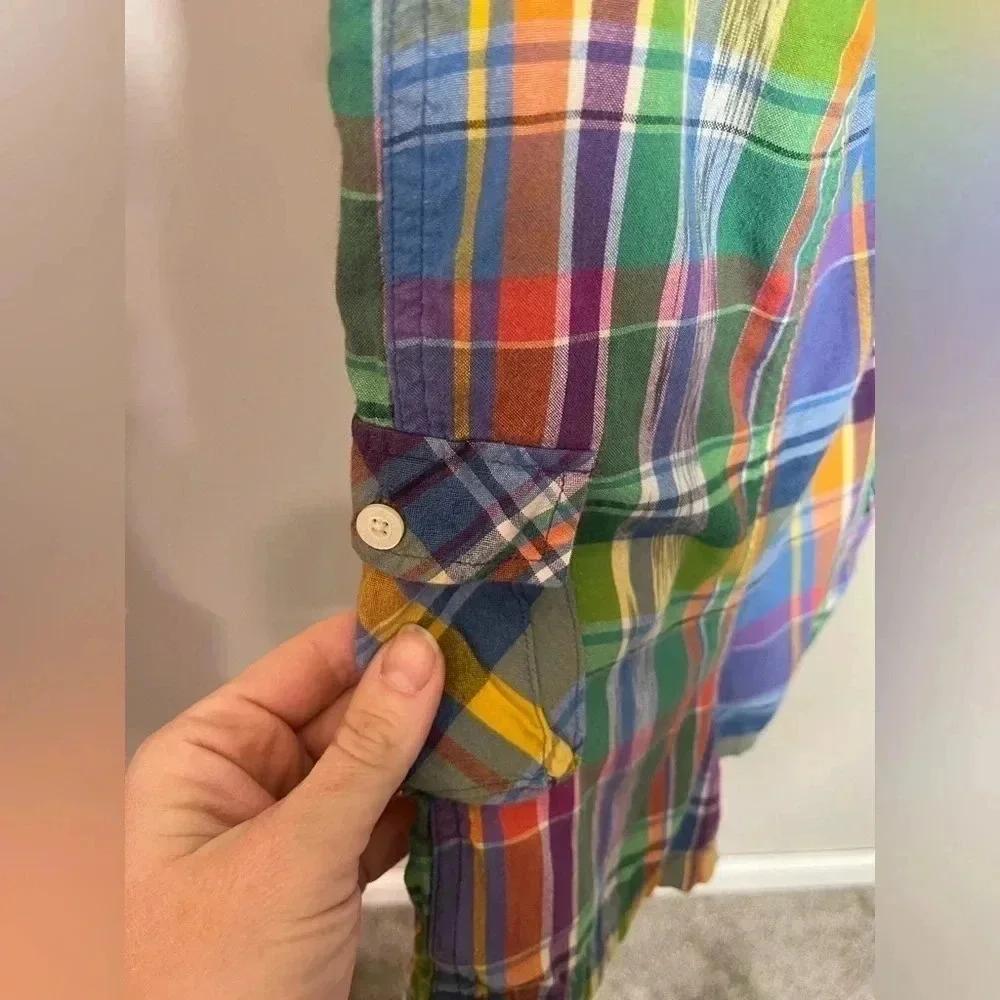 Ralph Lauren Baby plaid madras shortalls size 9‎ months